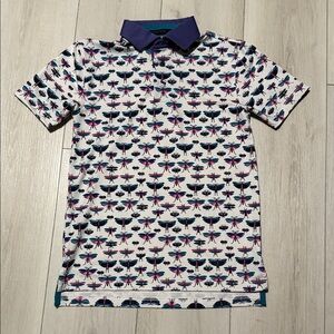 Greyson Boy’s Golf Short Sleeve Polo with Butterfly Print -Size L 8-9